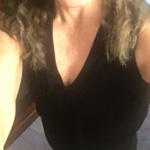 Black Fitted V Neck Blouse